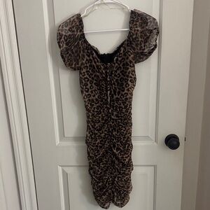 Leopard Print Ruched mini Dress